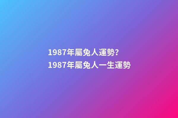 1987年屬兔人運勢？ 1987年屬兔人一生運勢